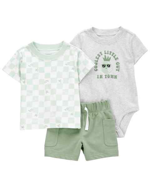 3 Piece Green Short Set
