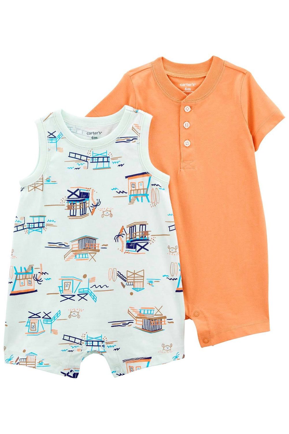 2 Pack Orange Romper Set