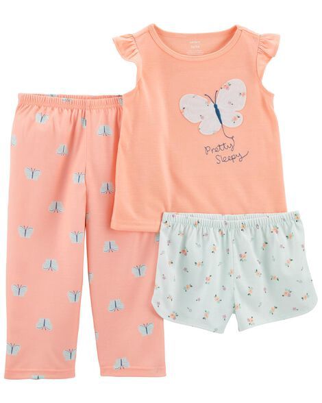 Toddler 3-Piece Butterfly Loose Fit Pajamas