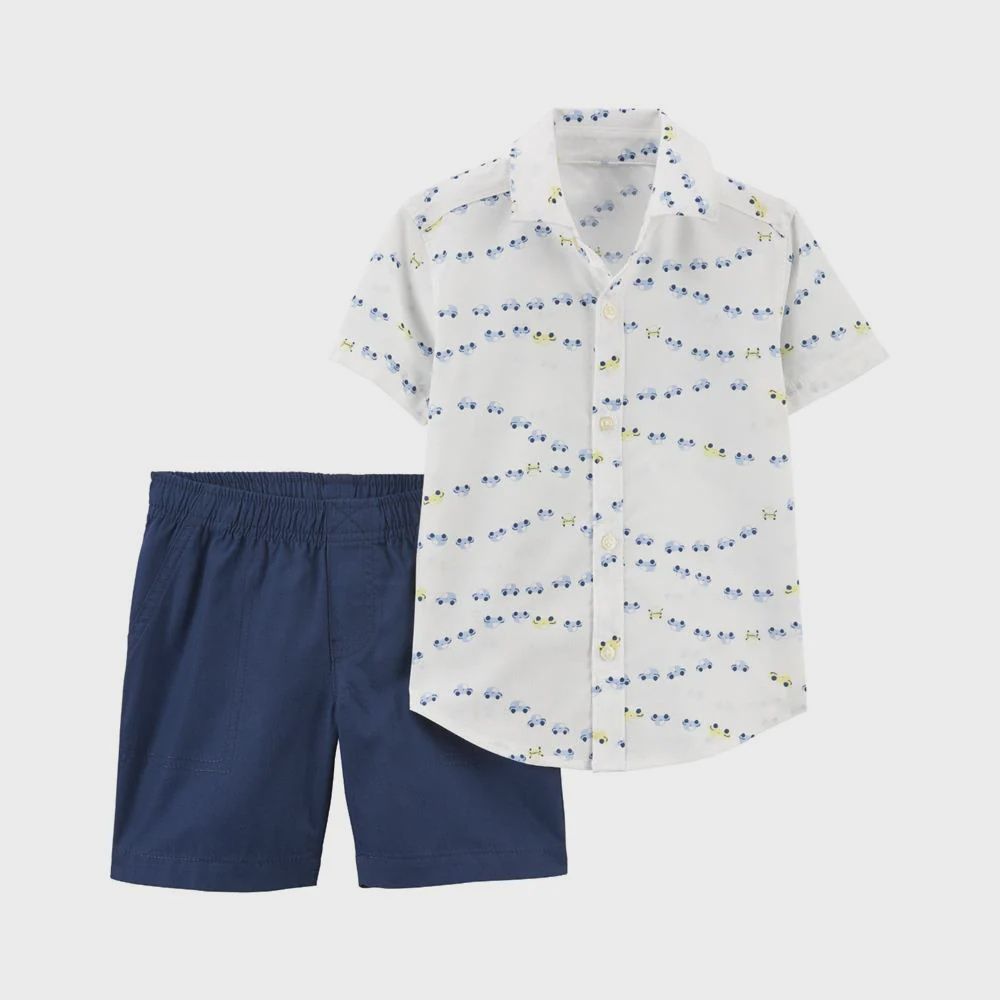 Toddler Car 2-Piece Button-Front Shirt &amp; Short Set