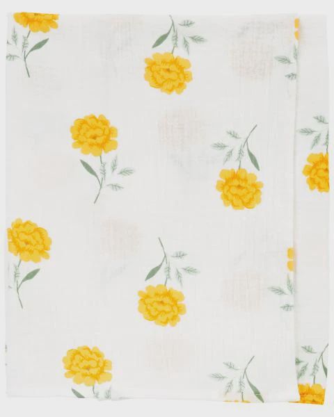 Yellow Floral Muslin Blanket