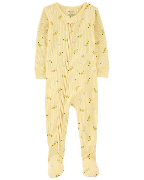 Textured Yellow Floral Print Baby Grow