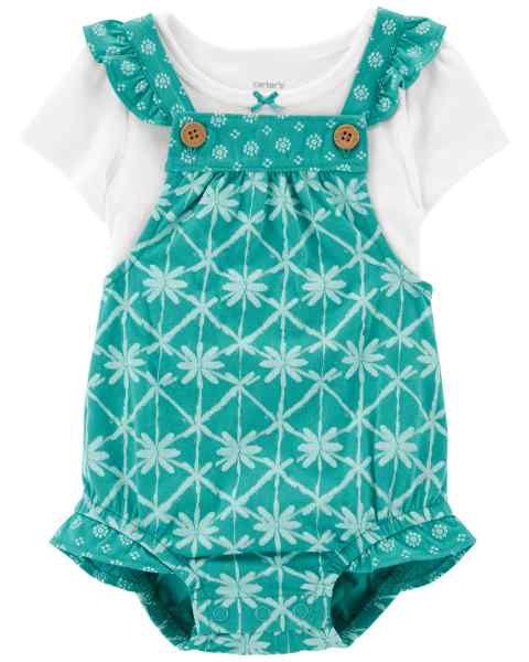 2-Piece Tee &amp; Tropical Shortall Set