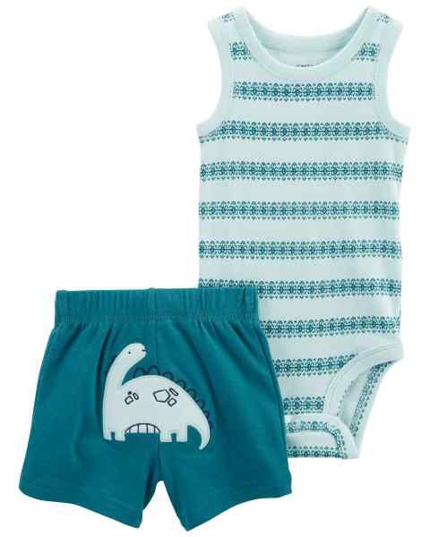 2-Piece Dinosaur Bodysuit &amp; Shorts Set