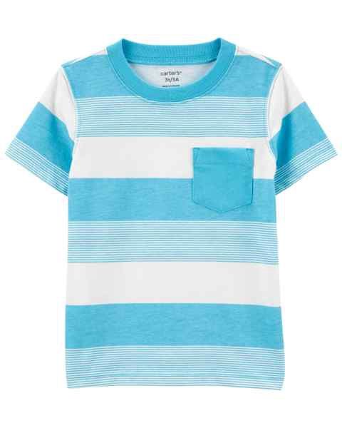 Toddler Boy Blue &amp; White Stripe Shirt