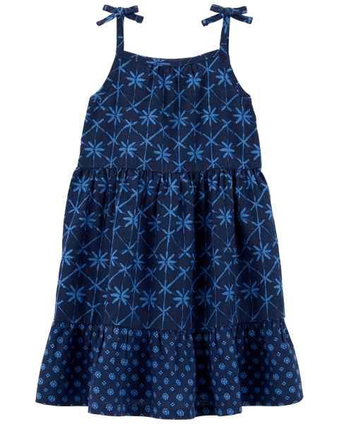 Navy Print Toddler Dress