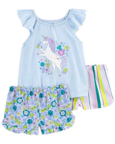 Toddler 3-Piece Unicorn Loose Fit Pajamas