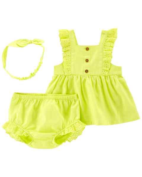 3-piece Baby Flutter Top and Diaper Cover Set
