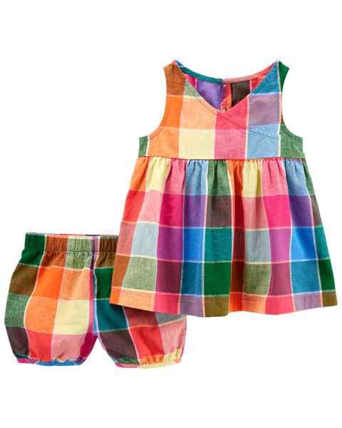 2 Piece Plaid Linen Set