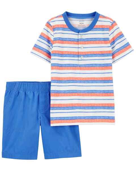 Toddler 2-Piece Henley Tee &amp; Short Set