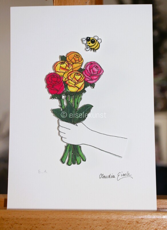 kleiner Gruß (bunte Rosen)