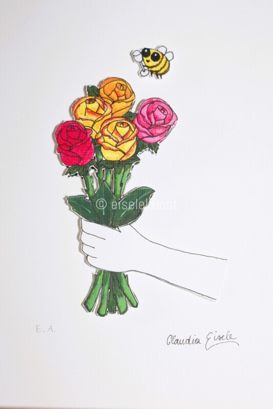 kleiner Gruß (bunte Rosen)
