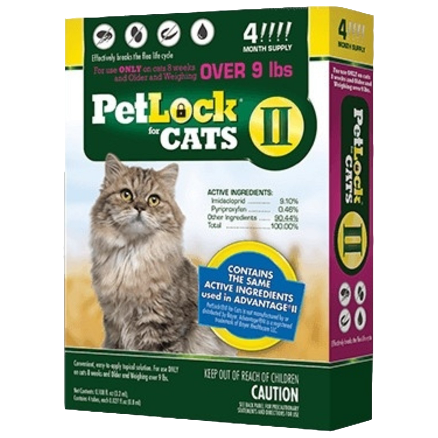 PetLock Duo Flea and Tick for Cats Over 9lb - 4 Month Supply