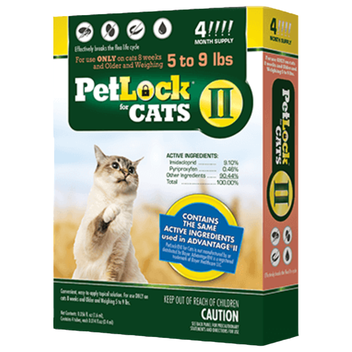 PetLock Duo Flea and Tick for Cats 5 - 9lb - 4 Month Supply