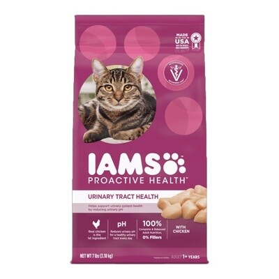 Front of IAMS ProActive Health Urinary Tract Health with Chicken 7 lb dry cat food bag