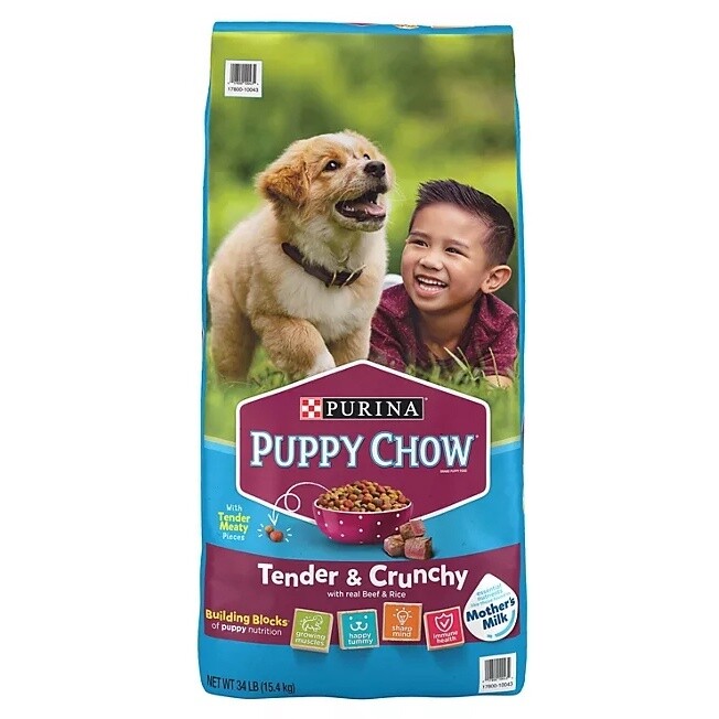 Purina Puppy Chow Tender &amp; Crunchy Puppy Dog Food 34 lb