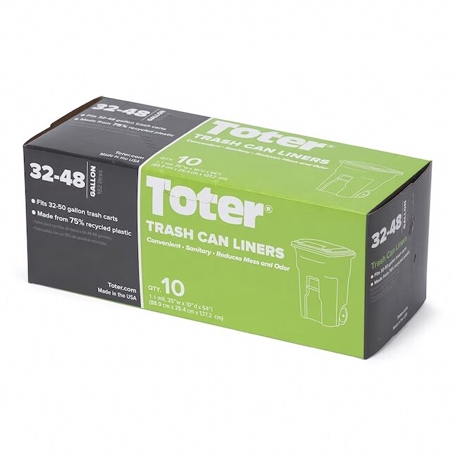 Toter 64-Gallons Black Outdoor Plastic Trash Bag (10-Count)