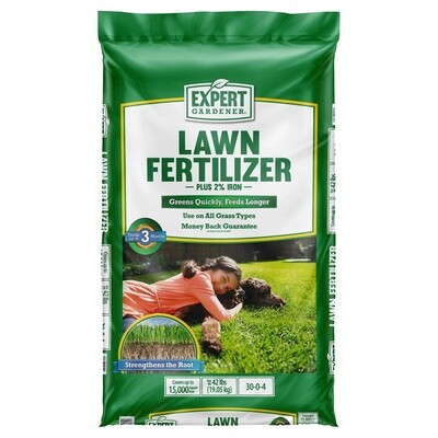 Expert Gardener Lawn Food Fertilizer Plus 2% Iron - Covers 15,000 Sq. ft. - 42 lb