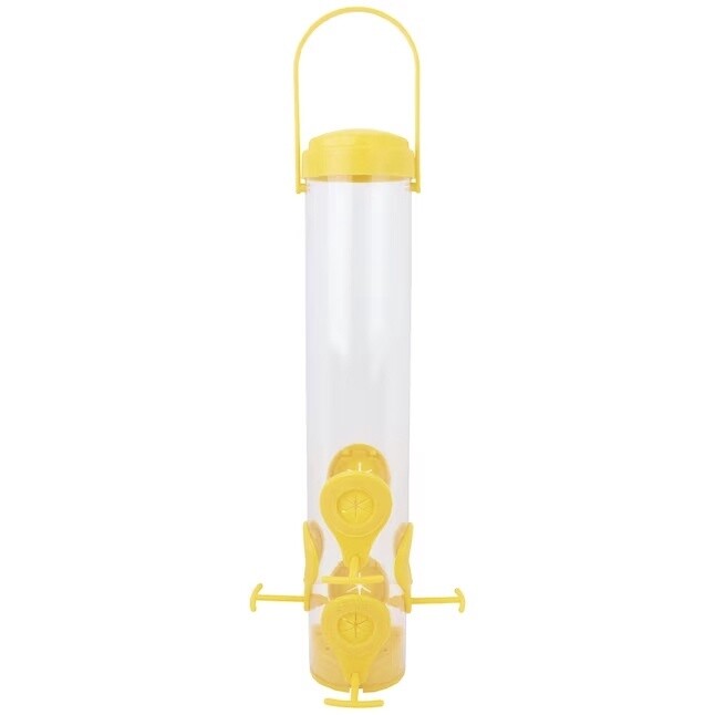 Perky-Pet Yellow Plastic Hanging Tube Bird Feeder- 1.5 lb Capacity