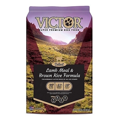 Victor Select Lamb &amp; Brown Rice Formula All Life Stages 40 lb