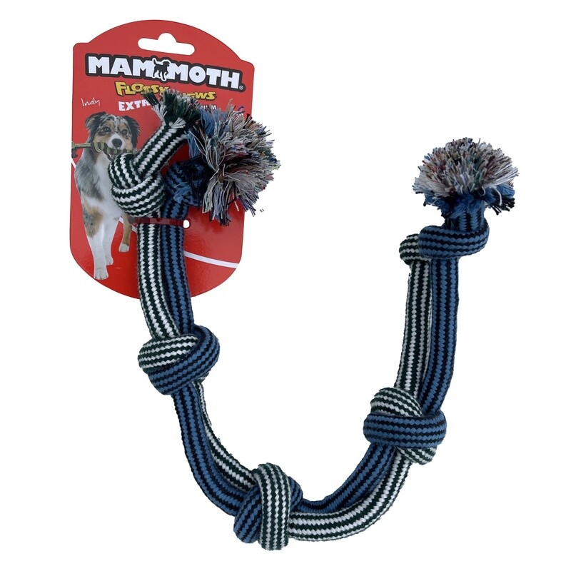 Mammoth Flossy Chews Extra Double Rope 3-Knot Tug - Small