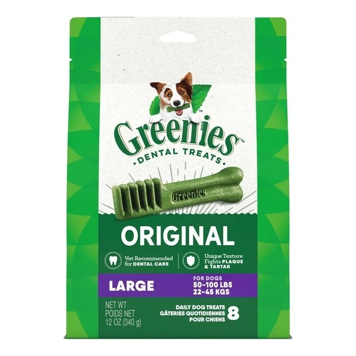 Greenies Original Large Natural Dental Dog Treats 12 oz (8 Treats)