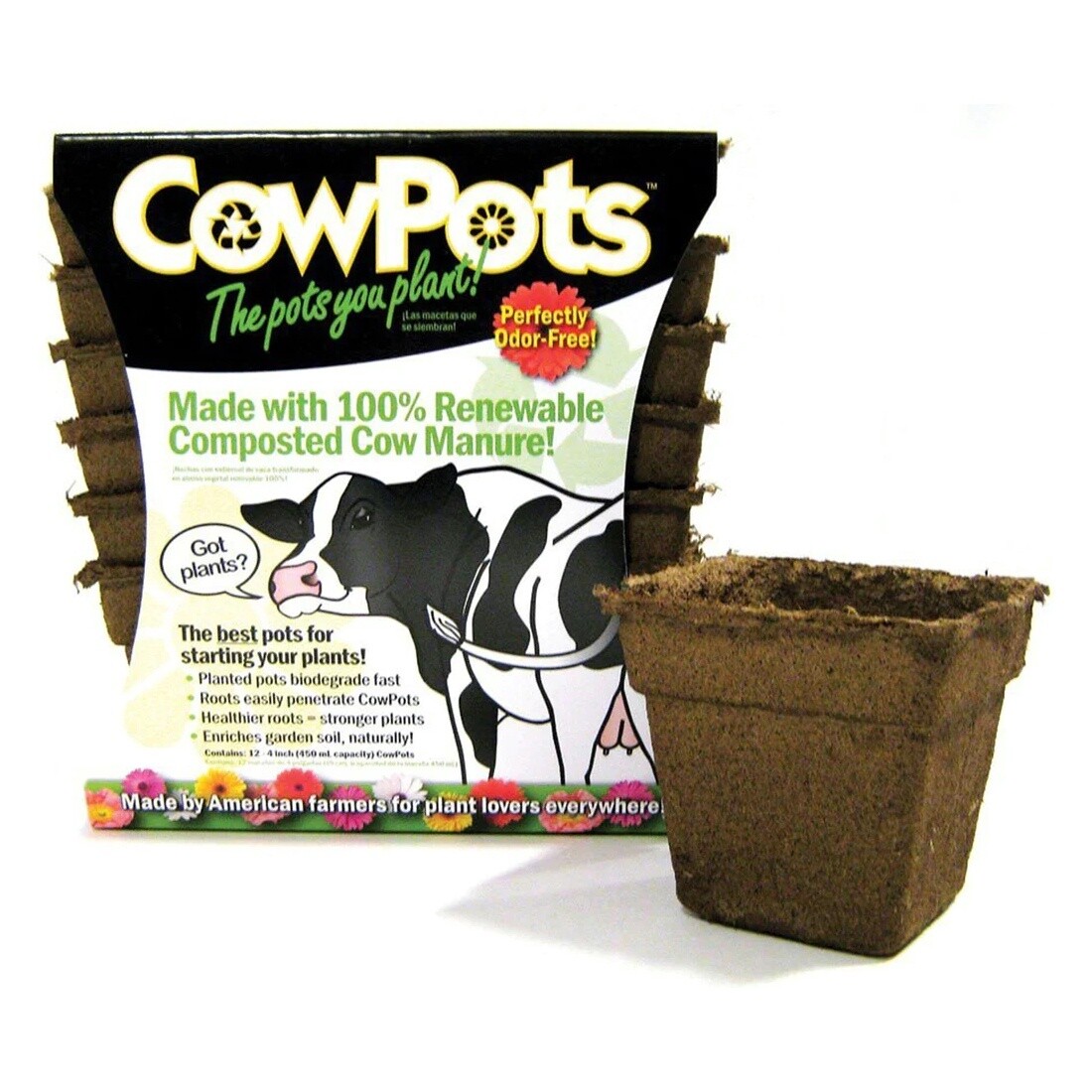 CowPots Plantable Pots 4 in (12-Pack)