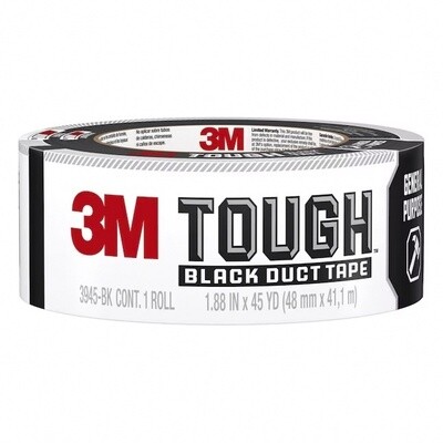 3M Duct Tape General Purpose Utility Black Rubberized Duct Tape 1.88-in x 45 Yard