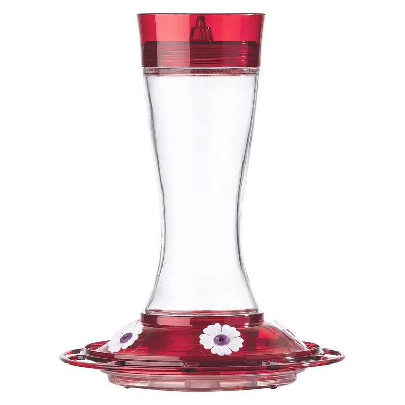 Garnet Glass Hummingbird Feeder with Ant Moat 20 oz