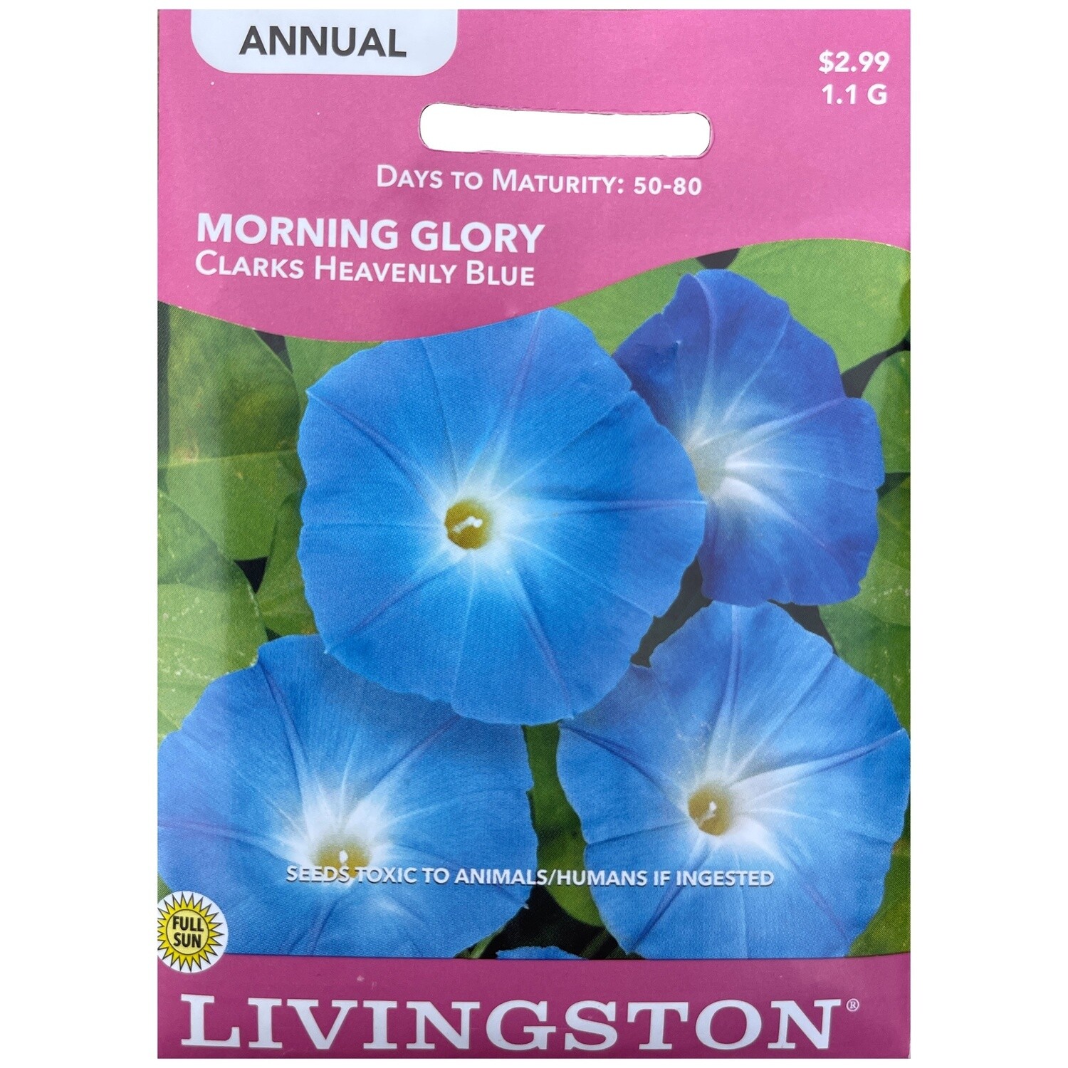 Livingston Seed Morning Glory (Clarks Heavenly Blue) 1.1 g