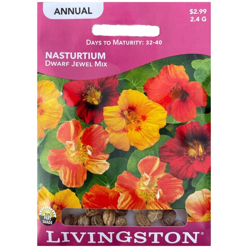 Livingston Seed Nasturtium (Dwarf Jewel Mix) 2.4 g