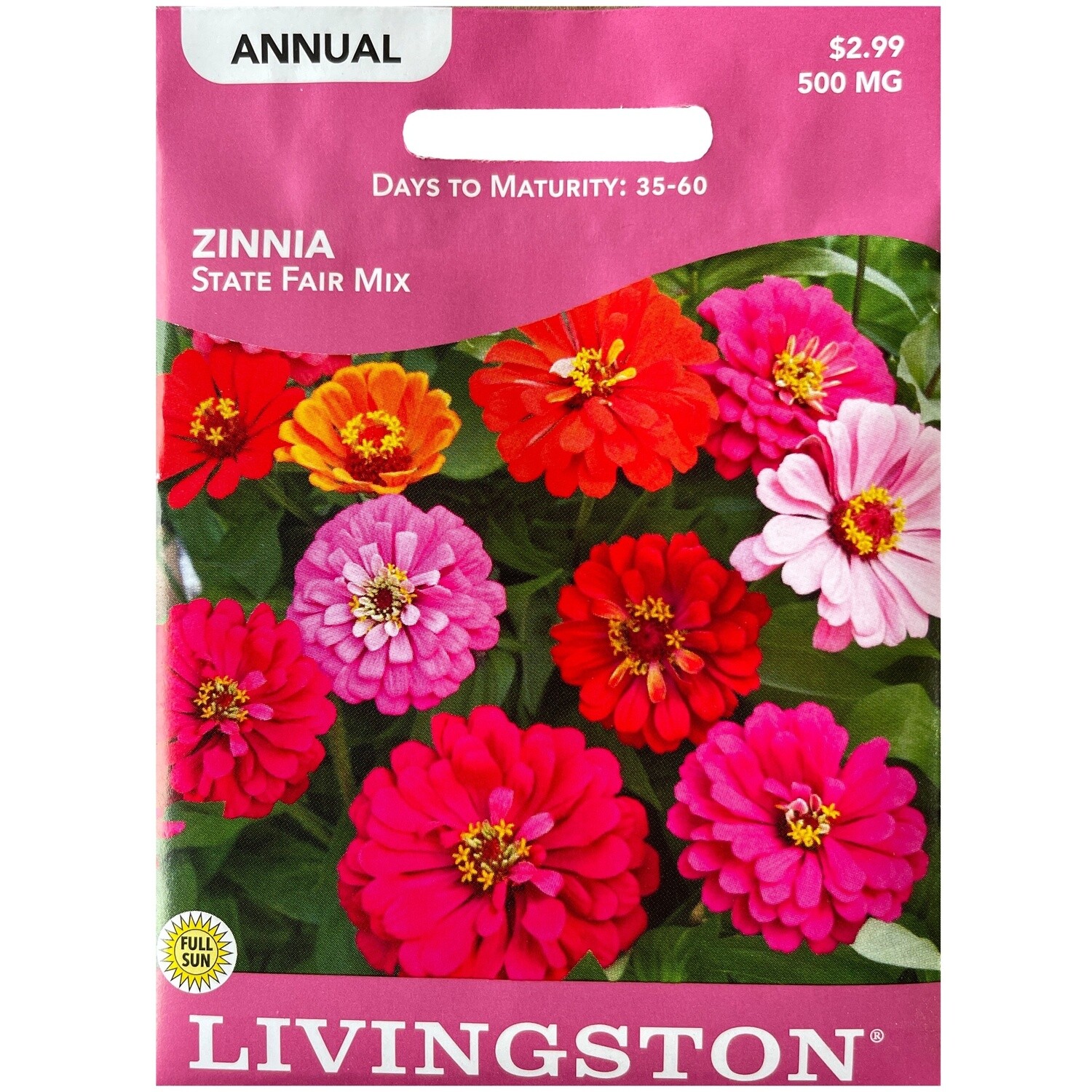 Livingston Seed Zinnia (State Fair Mix) 500 mg