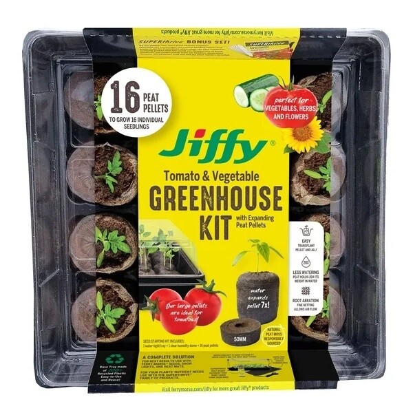 Jiffy Tomato &amp; Vegetable Seed Starting Greenhouse 16-Cell