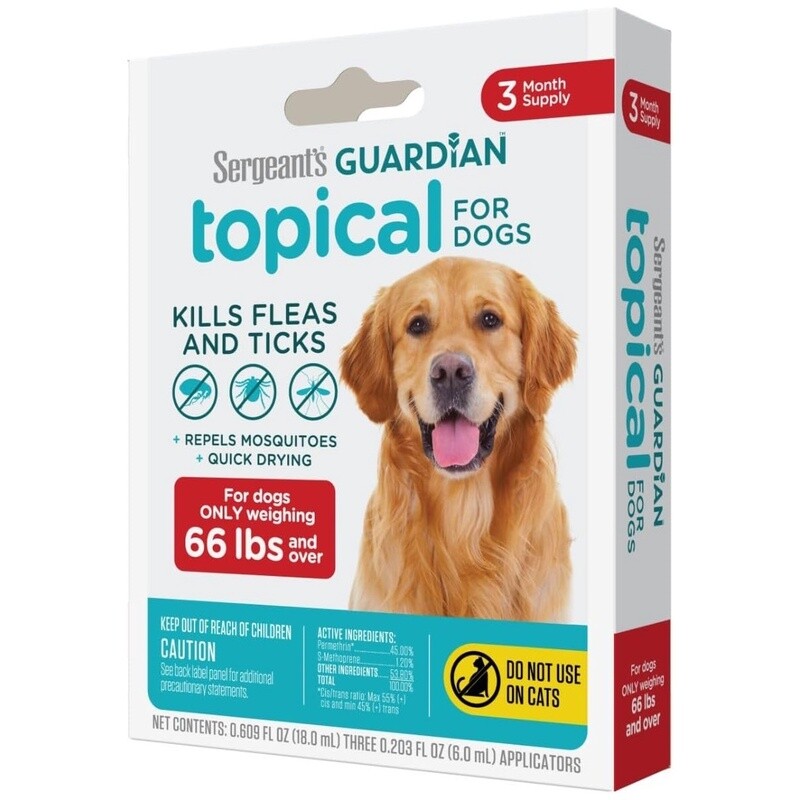 Sergeant&#39;s Guardian Flea &amp; Tick Squeeze On for Dogs 66+ lbs (3-Count)