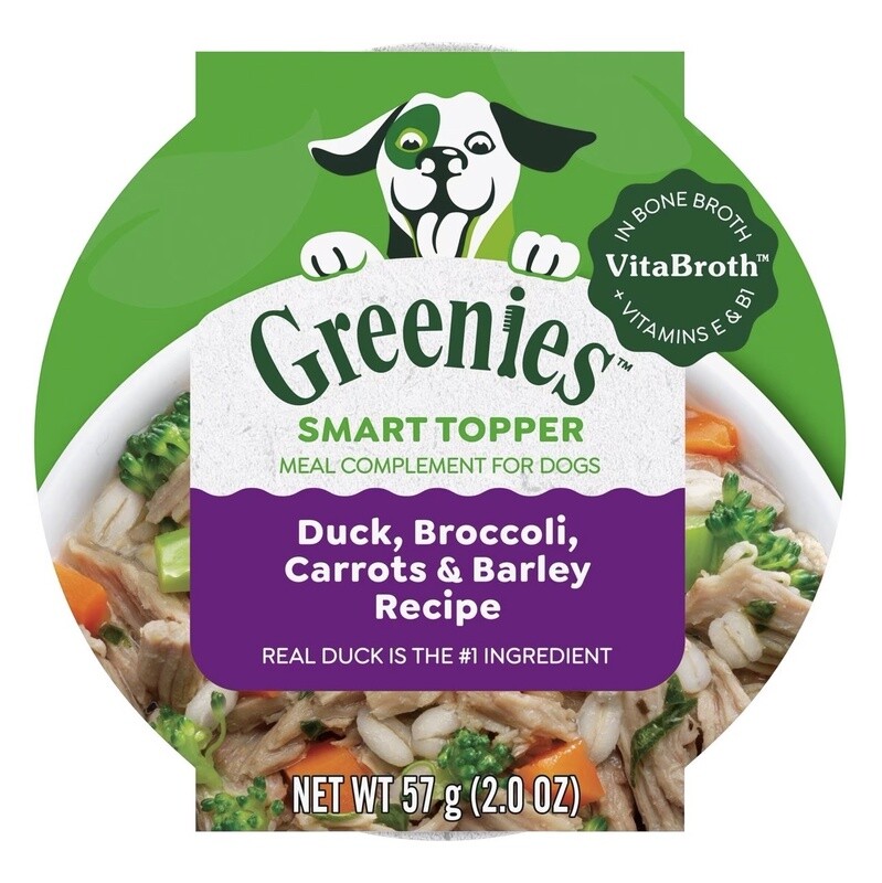 Greenies Smart Topper Duck, Broccoli, Carrots &amp; Barley Recipe Wet Dog Food Topper 2 oz (10-Pack)