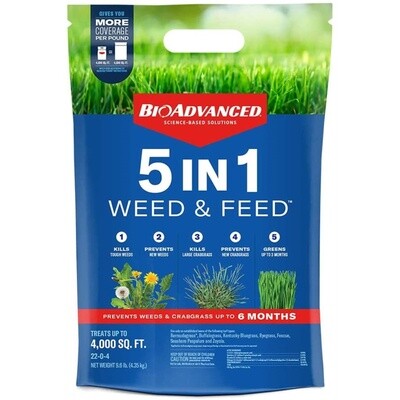 BioAdvanced® 22-0-4 5-In-1 Weed &amp; Feed™ 4,000 sf 9.6 lb