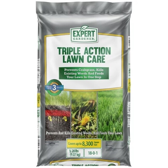 Expert Gardener Triple Action 18-0-1 Lawn Food &amp; Weed Control 20 lb