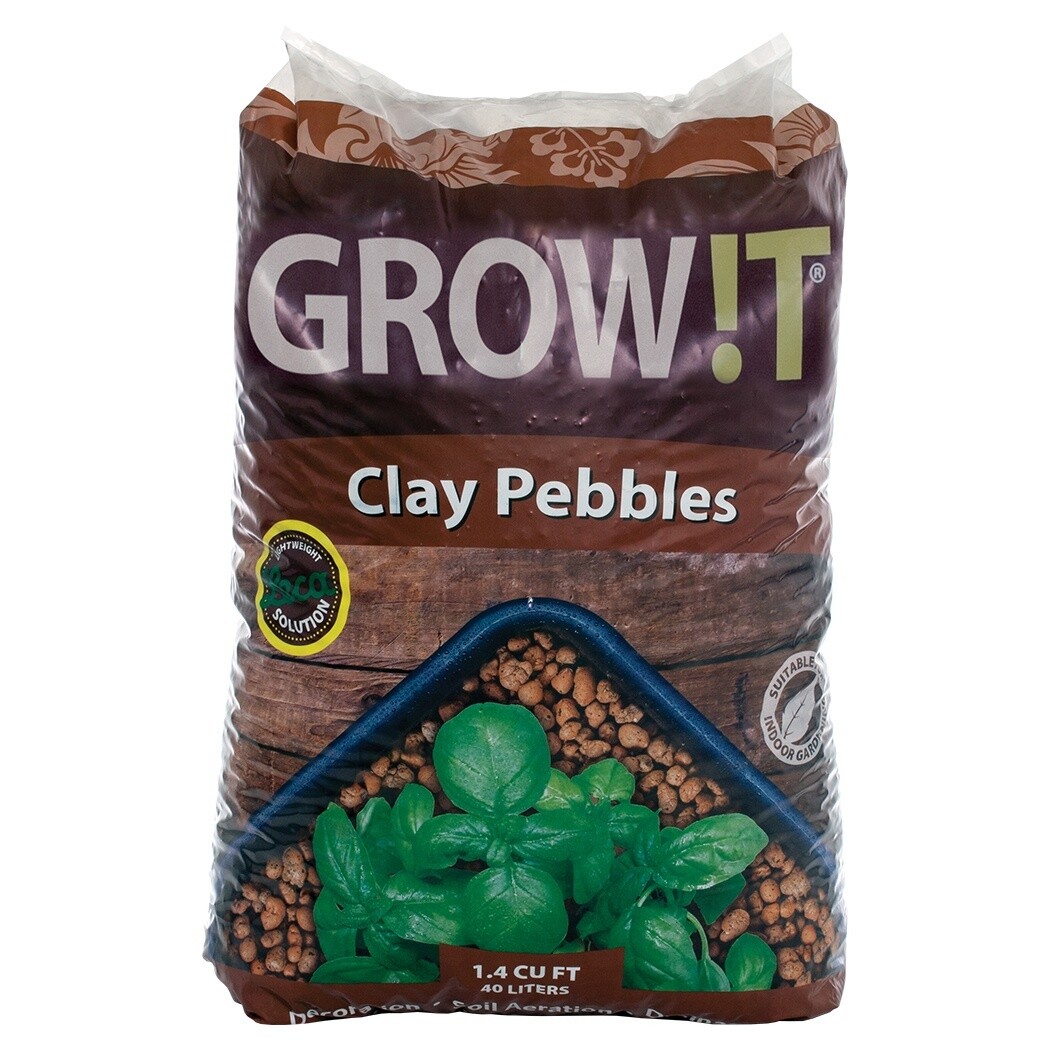 Hydrofarm GROW!T (4mm-16mm) 100% Clay Pebbles (40L) 1.4 cf