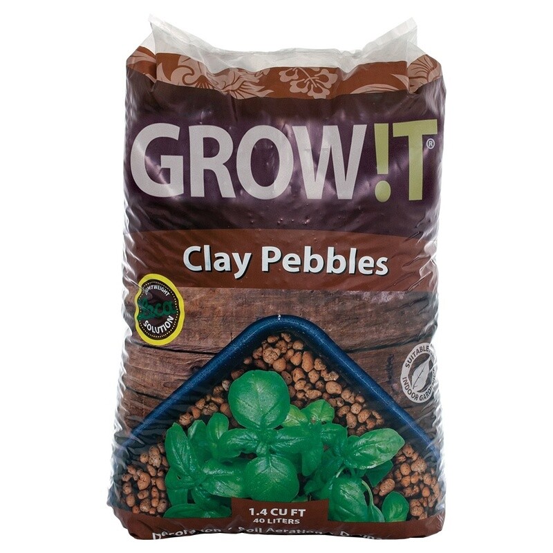 Hydrofarm GROW!T (4mm-16mm) 100% Clay Pebbles (40L) 1.4 cf