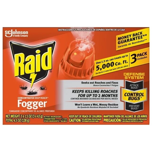 Raid Deep Reach Fogger Insecticide (3-Pack) 4.5 oz