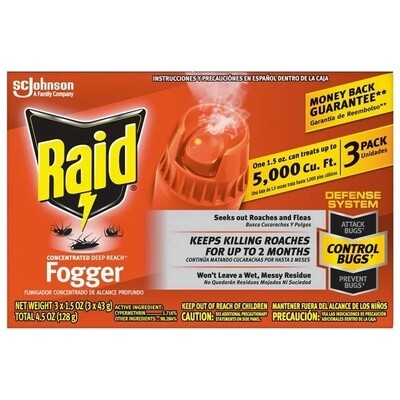 Raid Deep Reach Fogger Insecticide (3-Pack) 4.5 oz