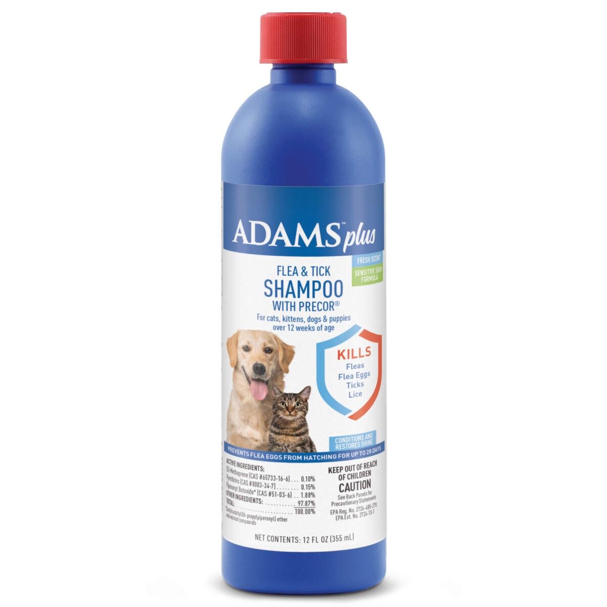 Adams Plus Flea &amp; Tick Shampoo with Precor (12 oz)