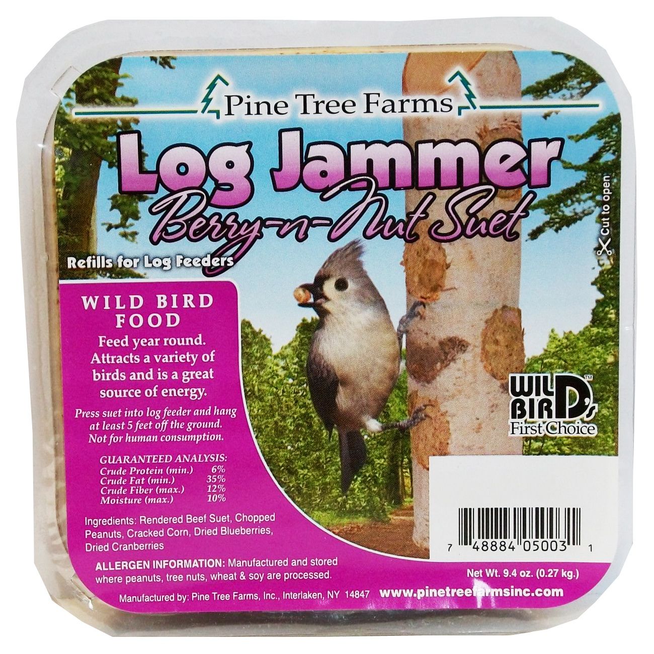 Pine Tree Farms Log Jammer Suet Plugs - Berry-N-Nut (9.4 oz)