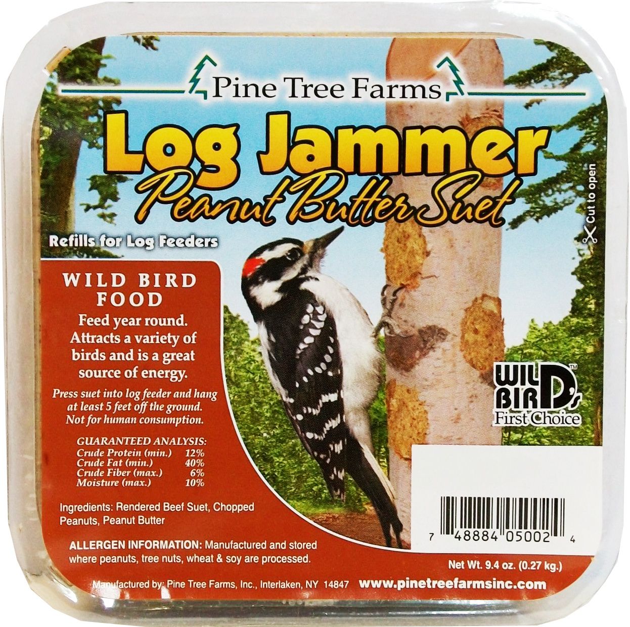 Pine Tree Farms Log Jammer Suet Plugs - Peanut Butter (9.4 oz)
