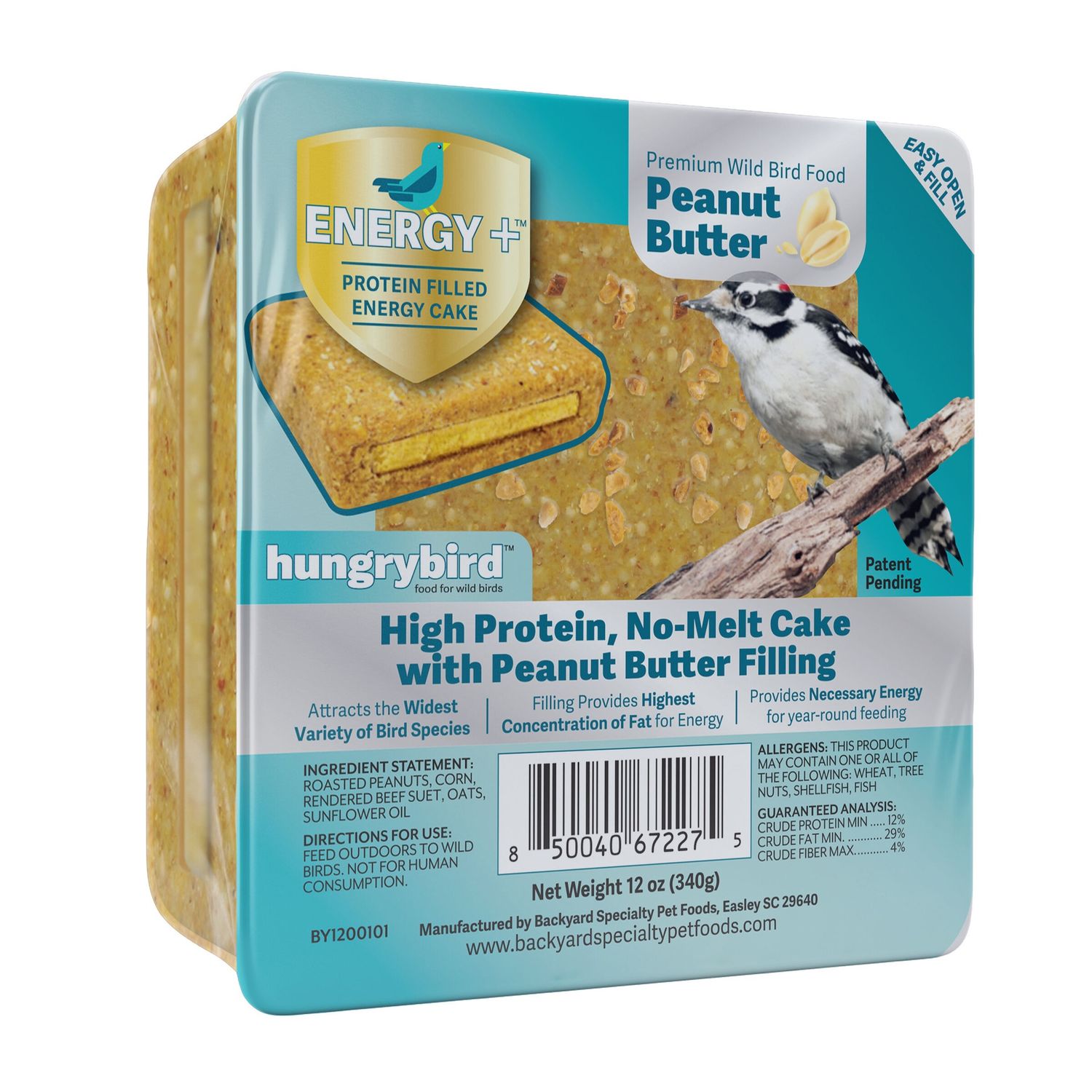 HungryBird Peanut Butter Filled Suet Cake (12 oz)