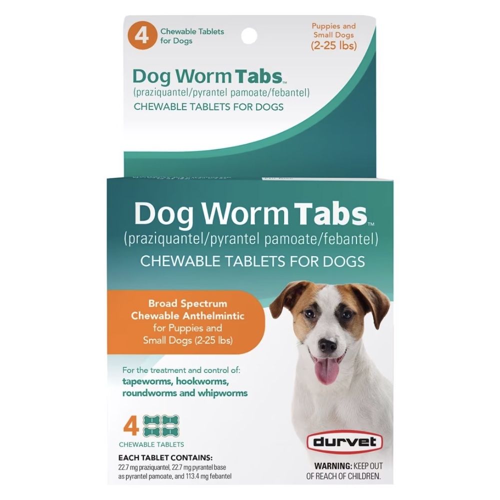 Durvet Worm Tabs for Puppies and Small Dogs 2-25 lb (4 Count)