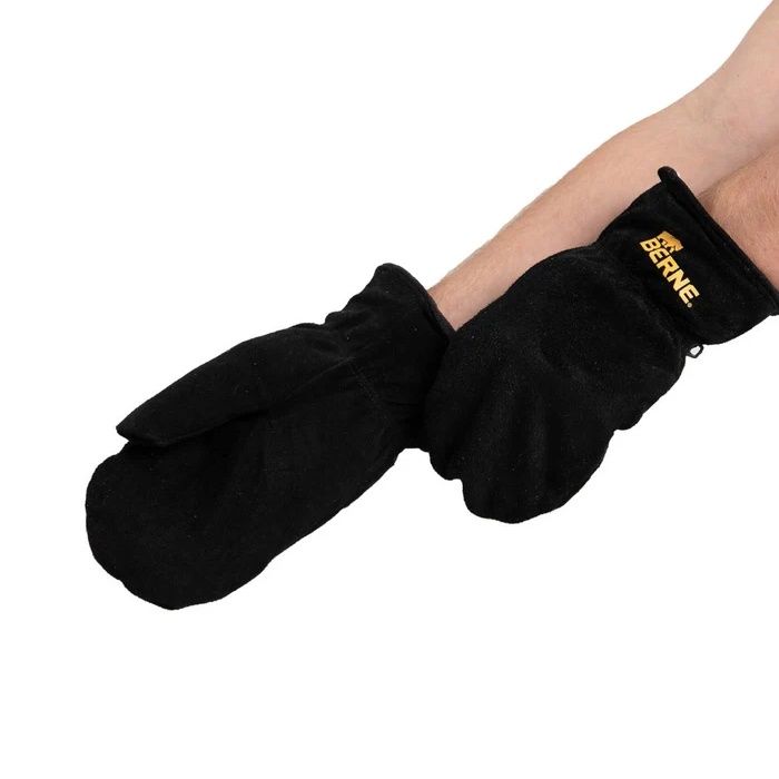 BERNE Sherpa-Lined Mitten, Size: Large, Color: Black