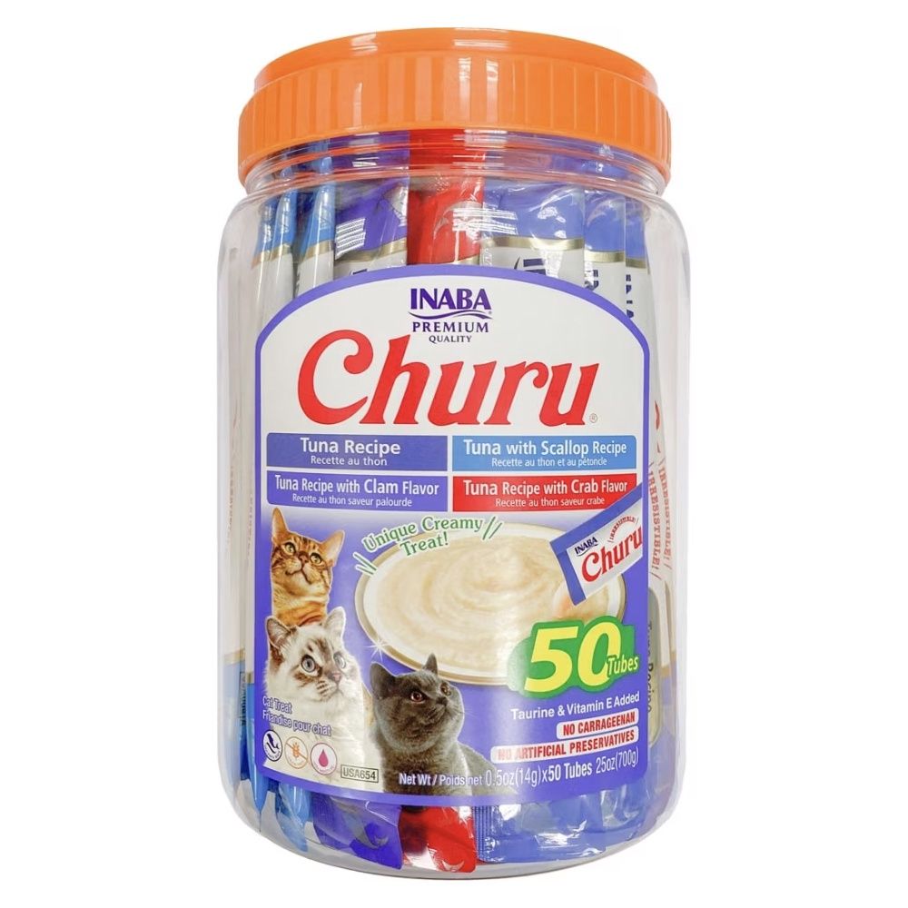Inaba Churu Tuna &amp; Seafood Varieties Cat Treats (0.5 oz) 50-Pack