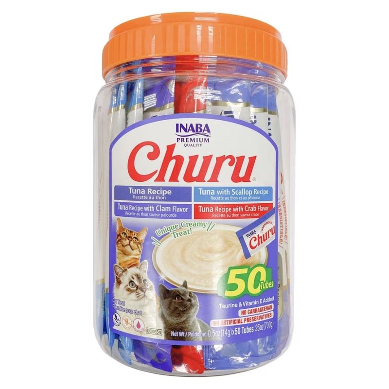 Inaba Churu Tuna &amp; Seafood Varieties Cat Treats (0.5 oz) 50-Pack