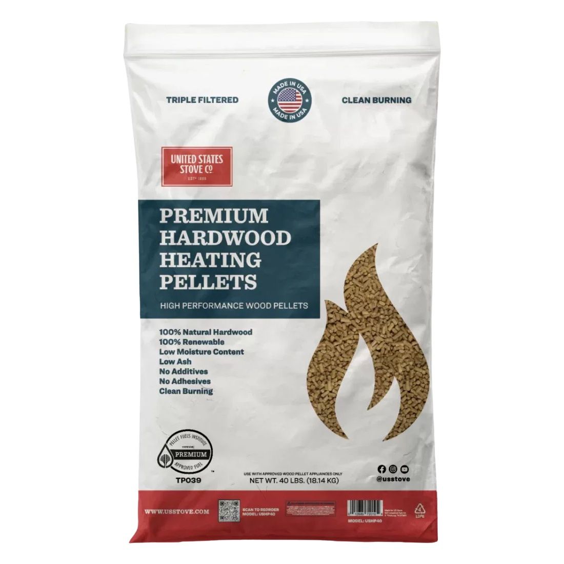 US Stove Co Premium Hardwood Fuel Pellets (40 lb)